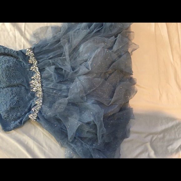 SOLD🧡🖤Windsor Prom Formal Blue Lace Tulle Dress - Picture 7 of 8
